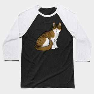 Cat - American Curl - Shorthair White and Tabby Baseball T-Shirt